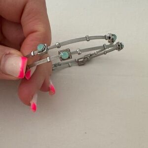 Two Seasonal Whispers Elegant Silver and turquoise Blue Women's Bracelet